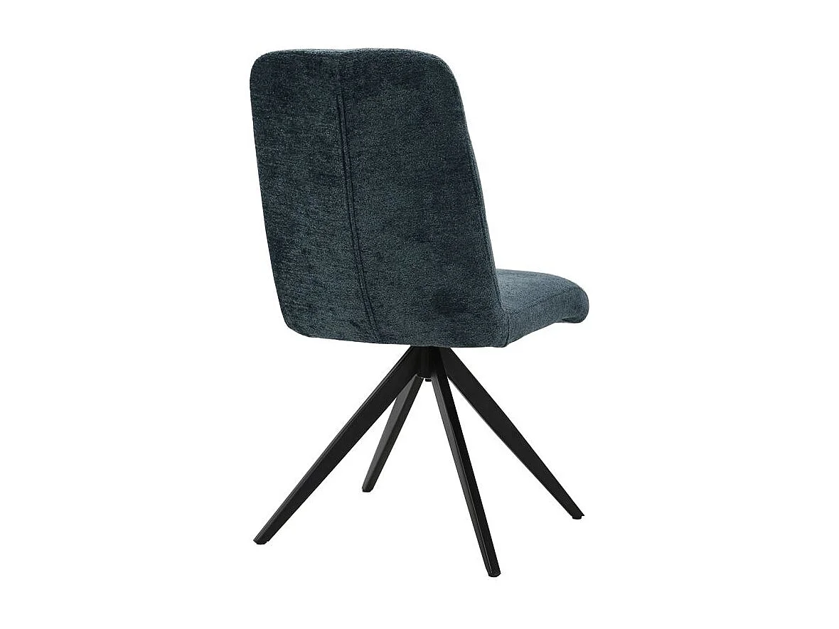 Lot 2 chaises pivotantes tissu doux bleu foncé pied croix métal - JULIE