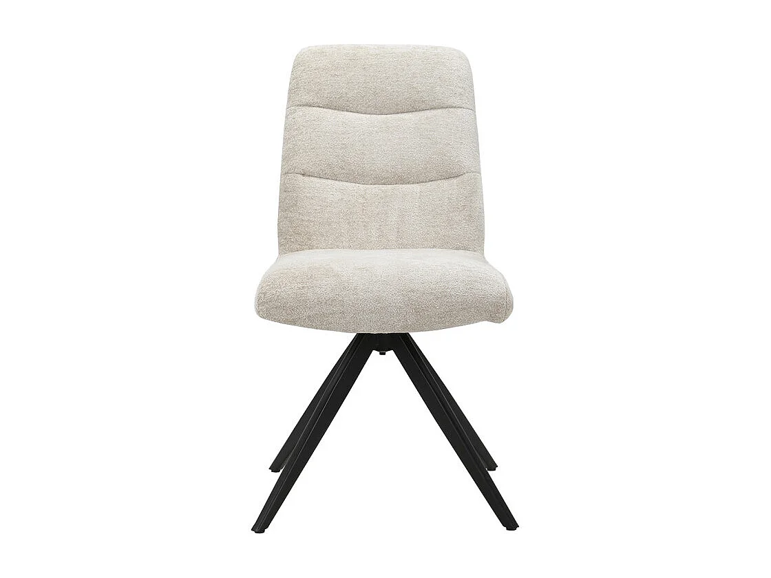 Chaise pivotante 360° tissu doux écru pied croix métal noir - JULIE