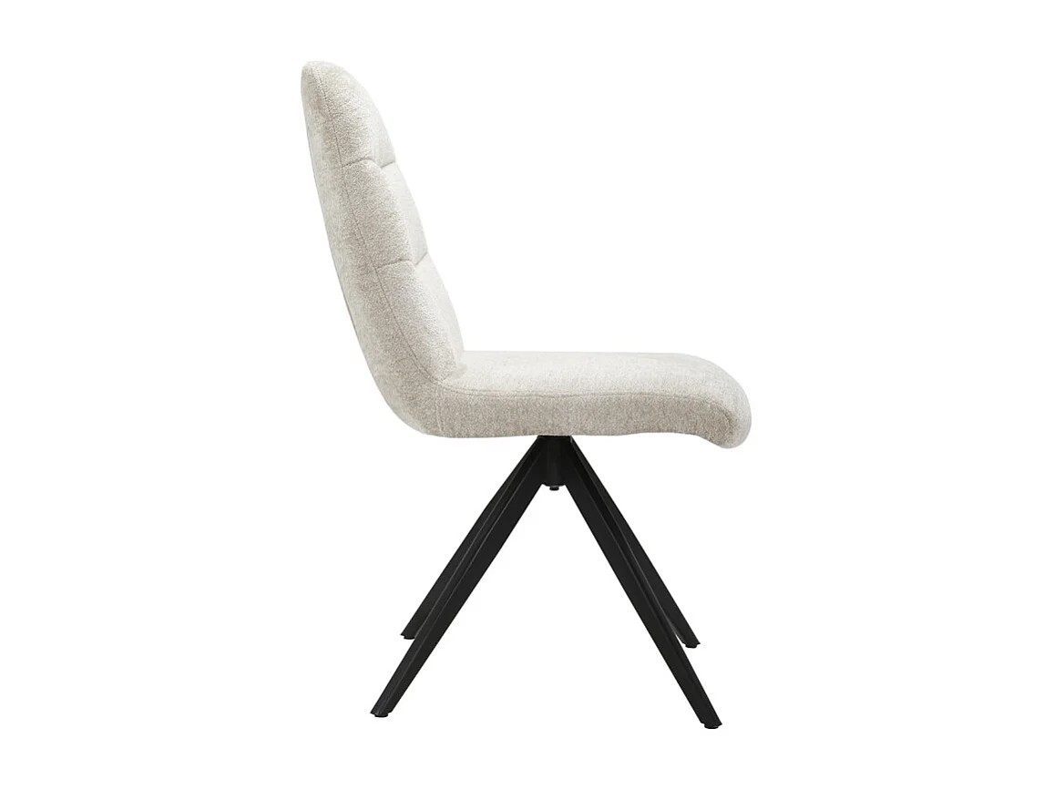 Chaise pivotante 360° tissu doux écru pied croix métal noir - JULIE