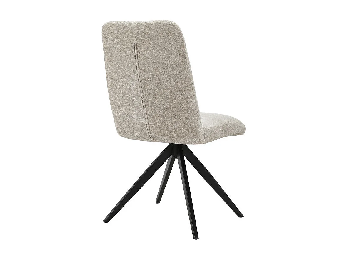 Chaise pivotante 360° tissu doux écru pied croix métal noir - JULIE
