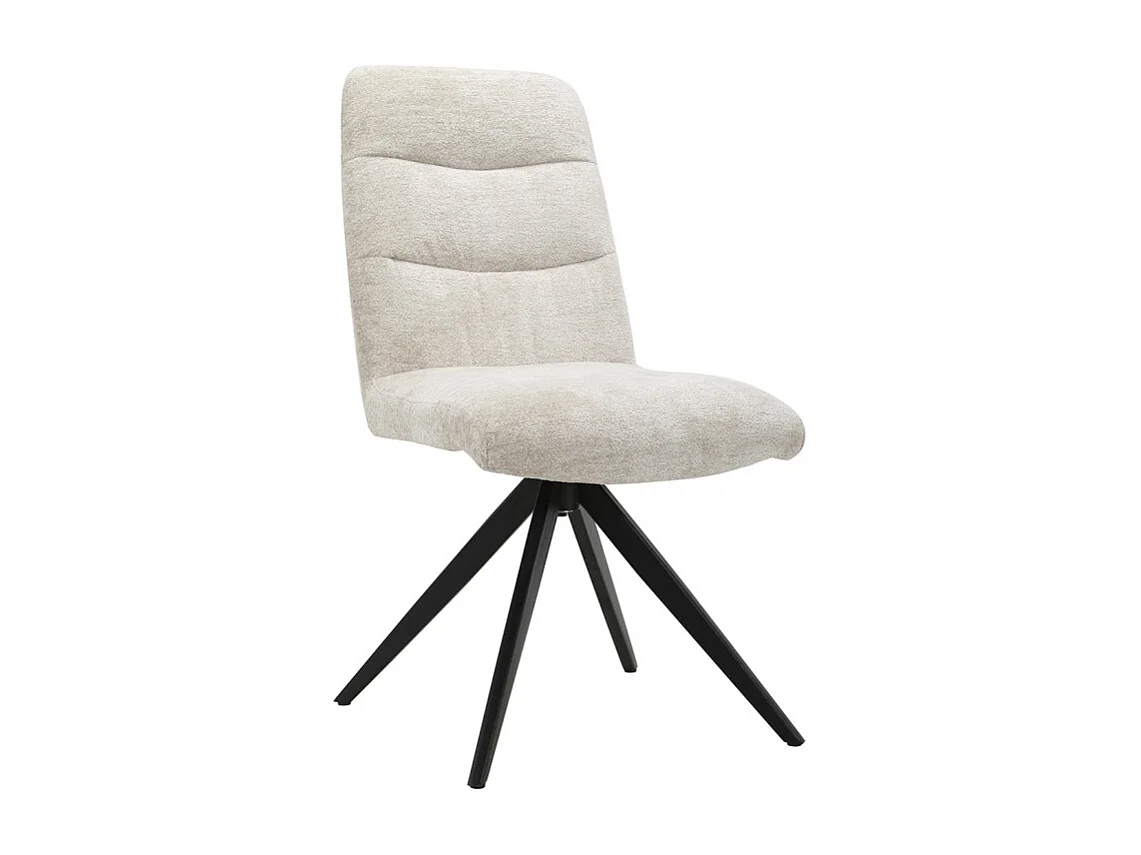 Chaise pivotante 360° tissu doux écru pied croix métal noir - JULIE