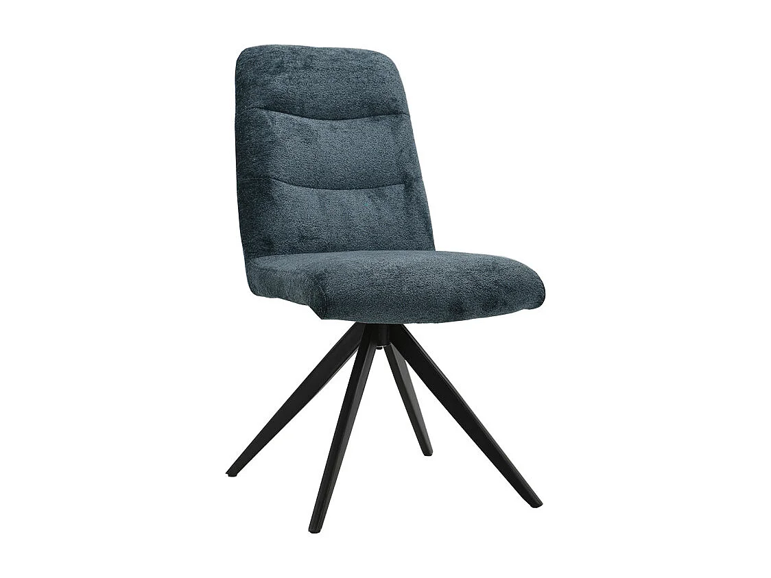 Chaise pivotante 360° tissu doux bleu foncé pied croix métal - JULIE