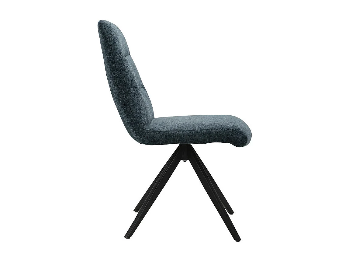 Chaise pivotante 360° tissu doux bleu foncé pied croix métal - JULIE