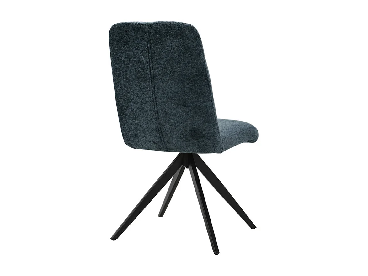 Chaise pivotante 360° tissu doux bleu foncé pied croix métal - JULIE