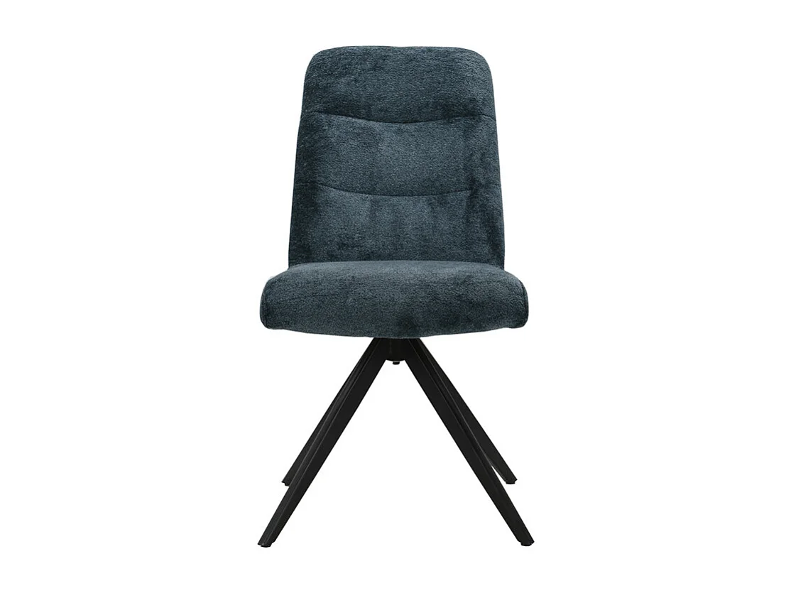 Chaise pivotante 360° tissu doux bleu foncé pied croix métal - JULIE