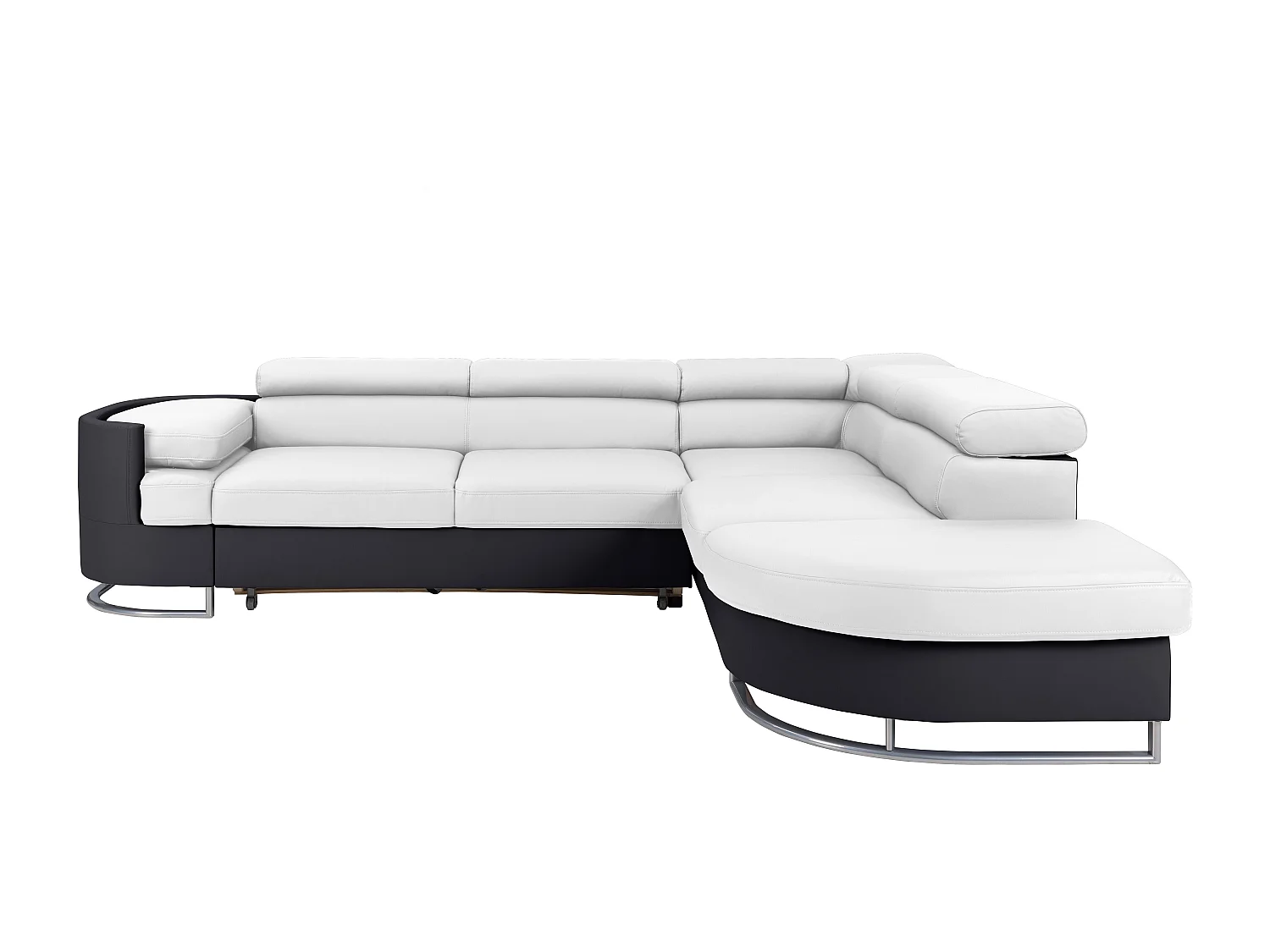 Högerställd soffbädd i vitt och svart PU-läder MYSEN II