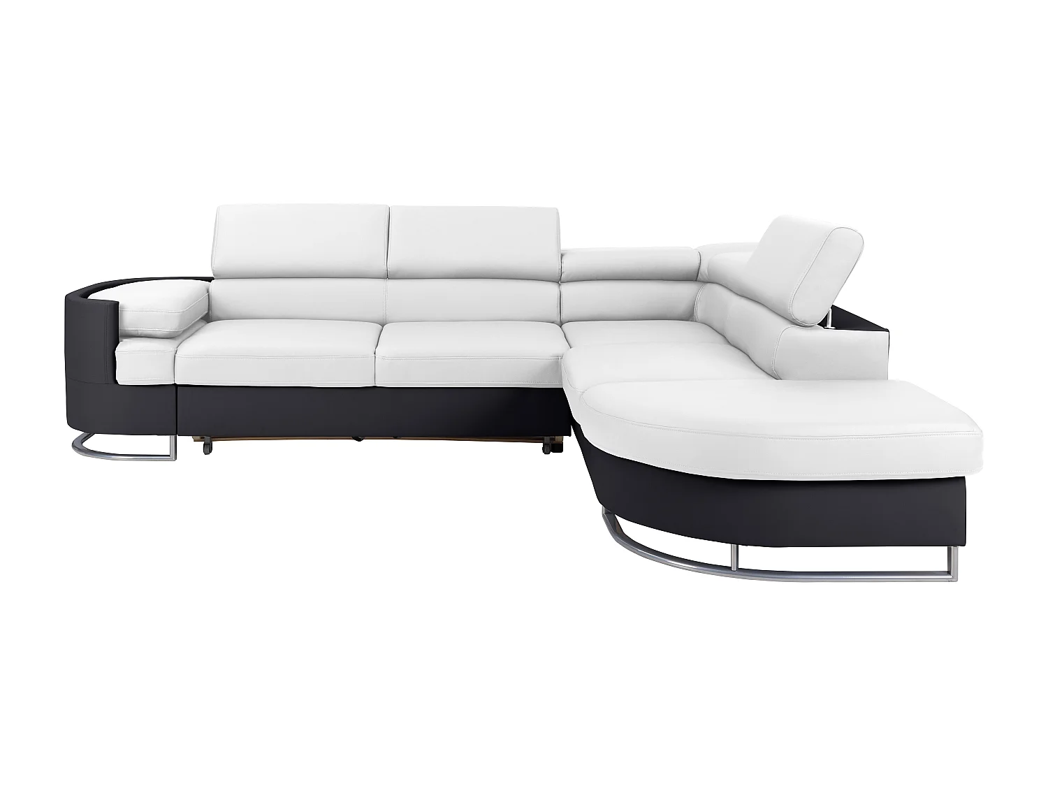 Högerställd soffbädd i vitt och svart PU-läder MYSEN II