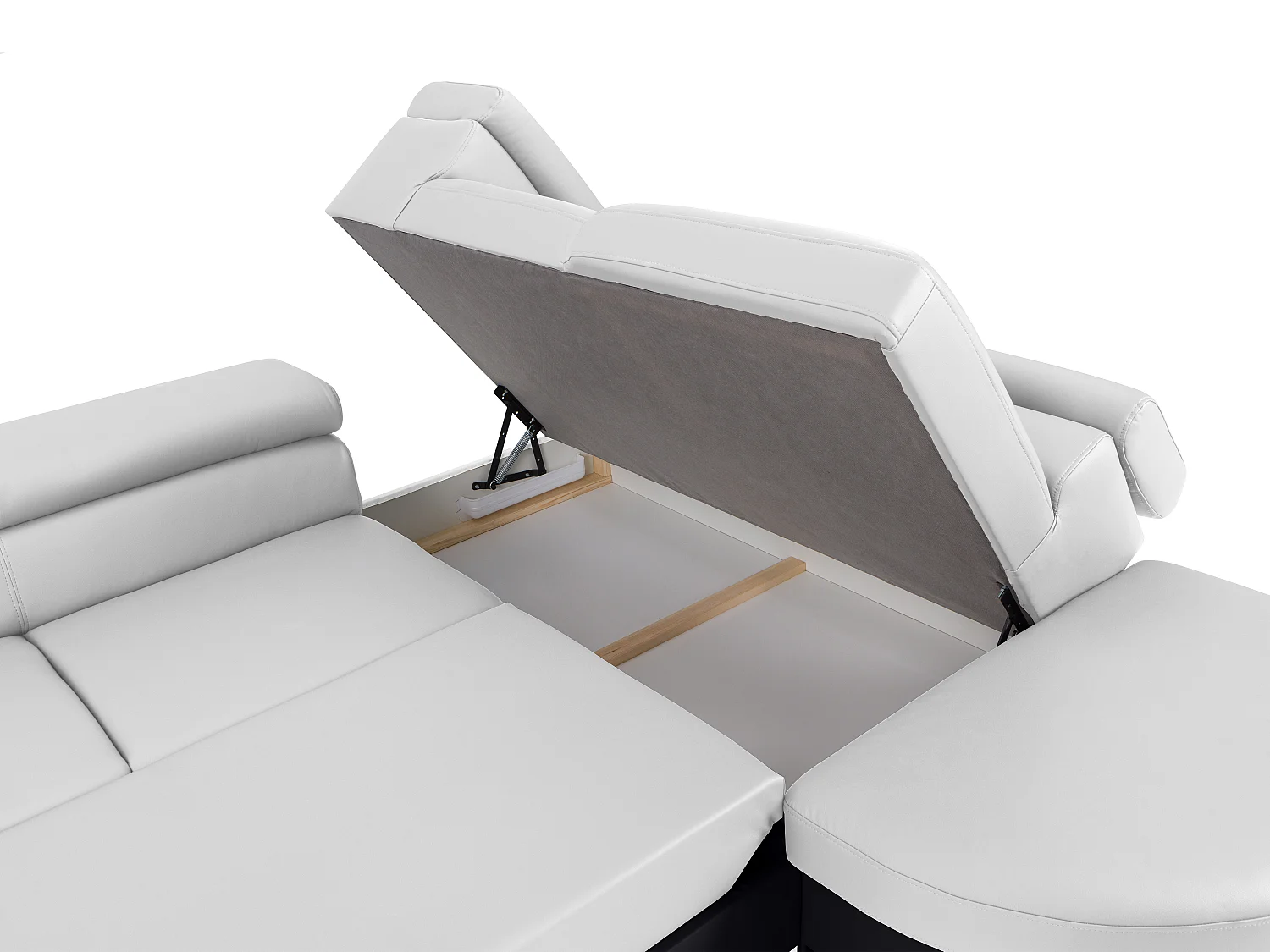 Högerställd soffbädd i vitt och svart PU-läder MYSEN II