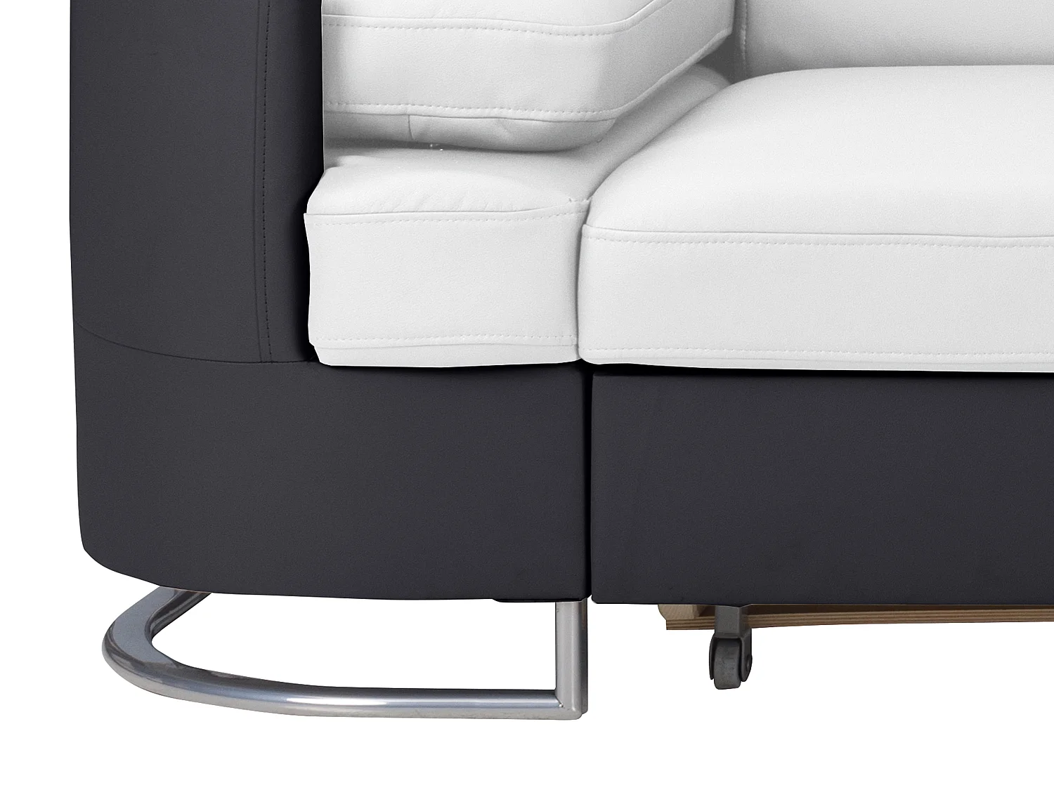 Högerställd soffbädd i vitt och svart PU-läder MYSEN II