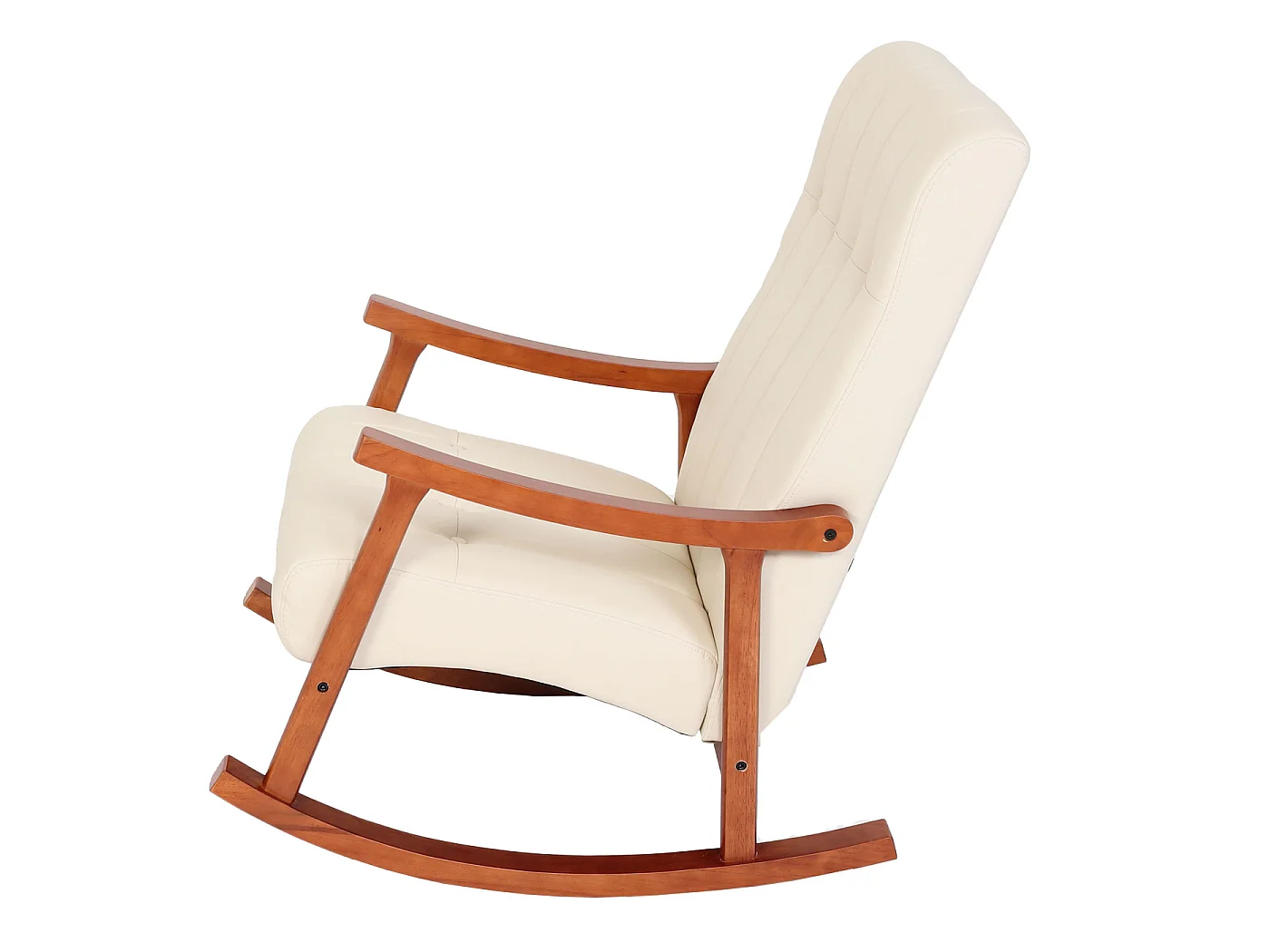 Schommelstoel MCW-K10,  kunstleer crème, frame walnootlook