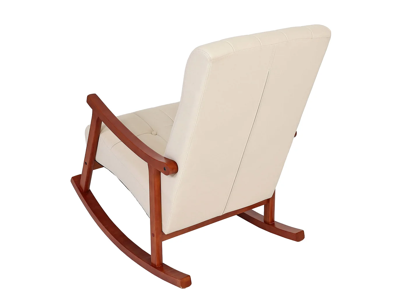 Schommelstoel MCW-K10,  kunstleer crème, frame walnootlook