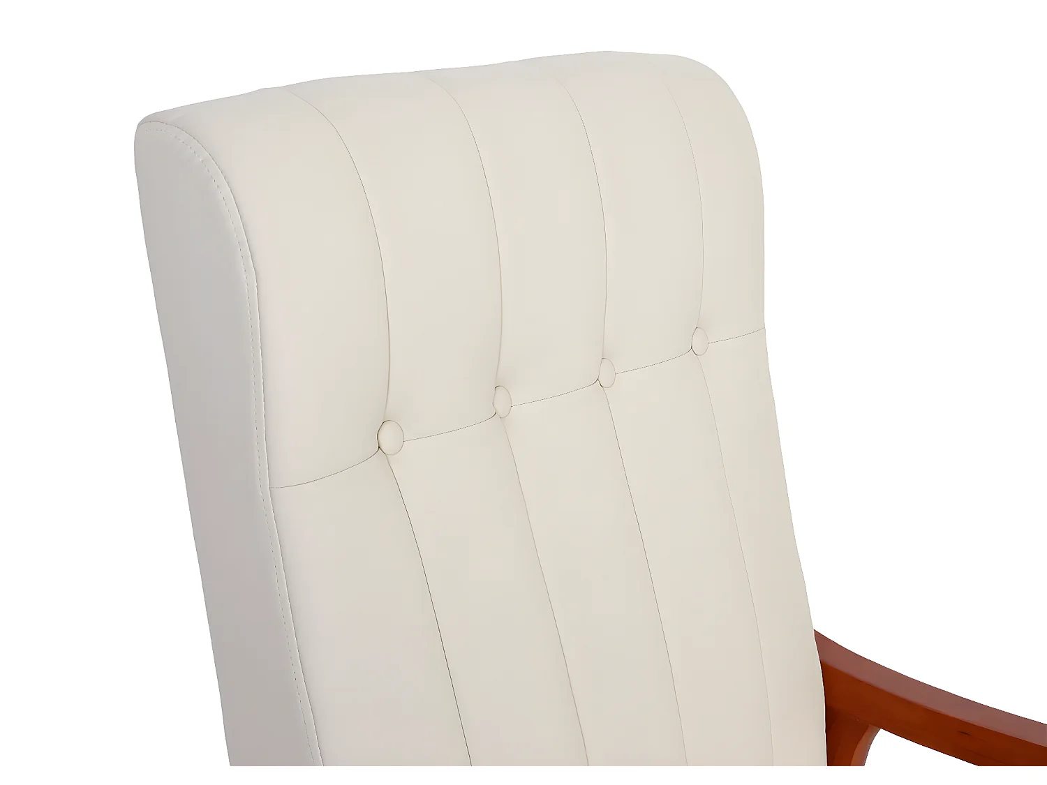 Schommelstoel MCW-K10,  kunstleer crème, frame walnootlook