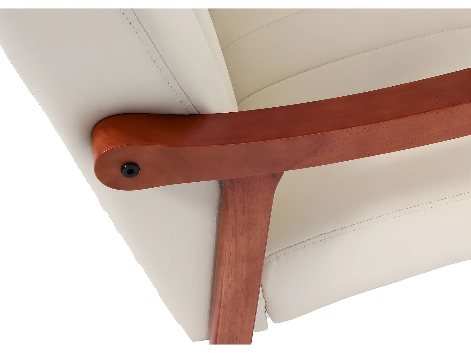 Schommelstoel MCW-K10,  kunstleer crème, frame walnootlook