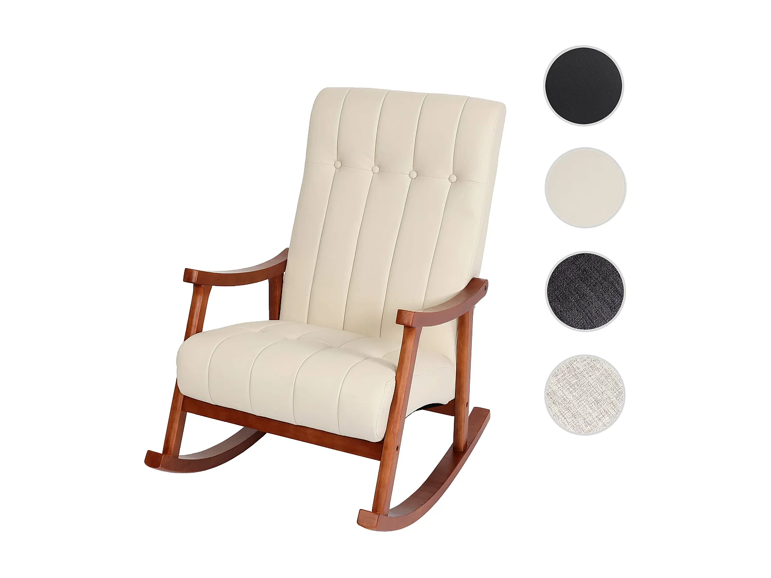 Schommelstoel MCW-K10,  kunstleer crème, frame walnootlook