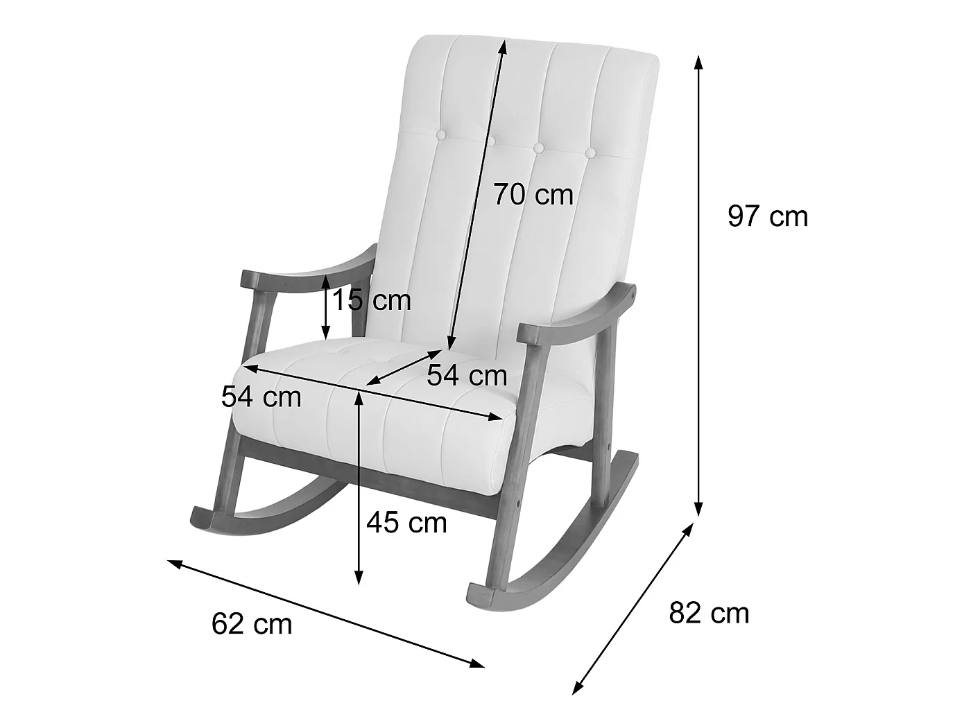 Schommelstoel MCW-K10,  kunstleer zwart, frame walnootlook