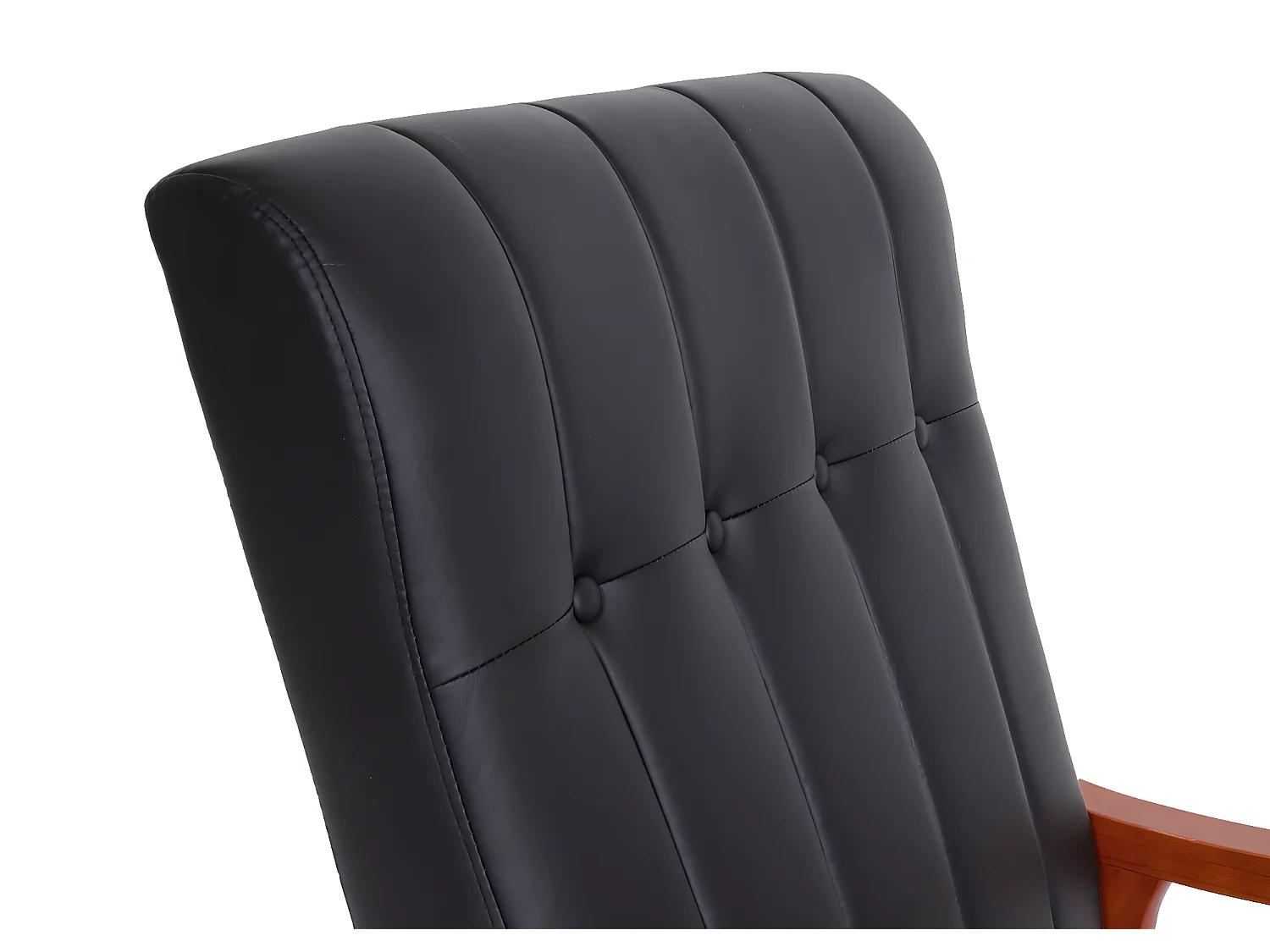 Schommelstoel MCW-K10,  kunstleer zwart, frame walnootlook