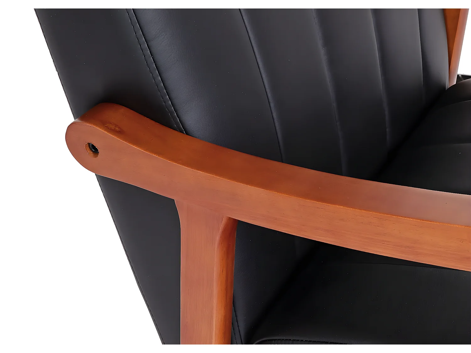 Schommelstoel MCW-K10,  kunstleer zwart, frame walnootlook