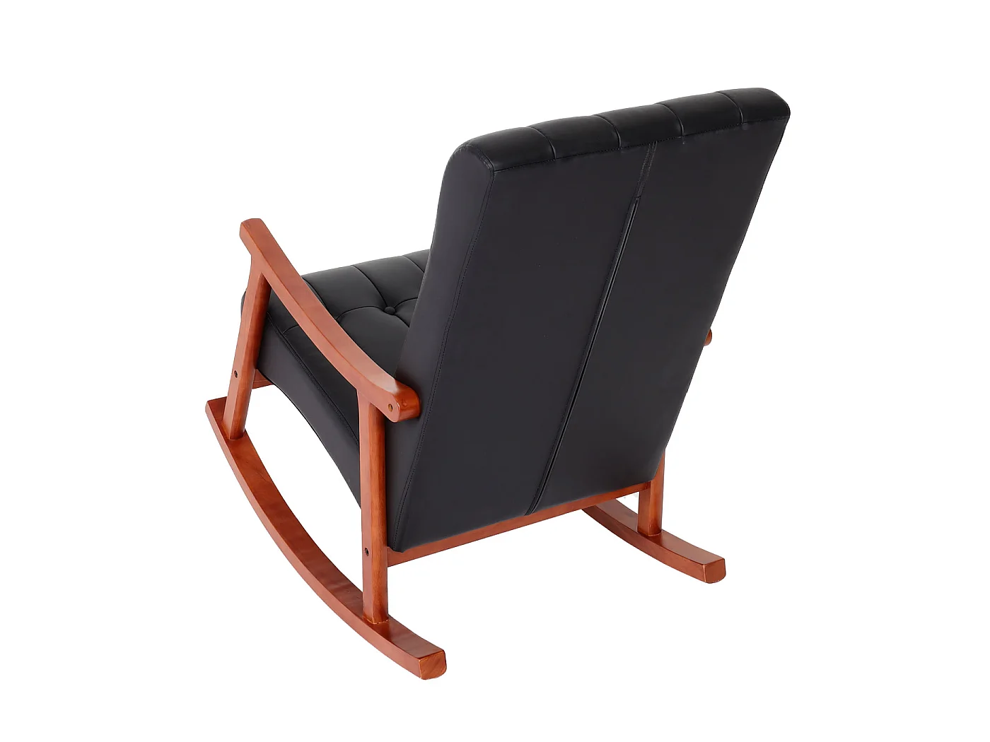 Fauteuil à bascule MCW-K10,  Similicuir noir, piétement aspect noyer