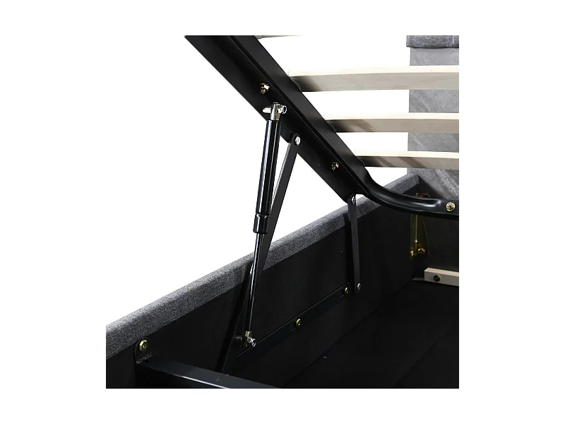 Lit coffre rembourré en lin avec ports de charge et LED - 160x200cm - 3 compartiments sur la tête réglablela - Gris