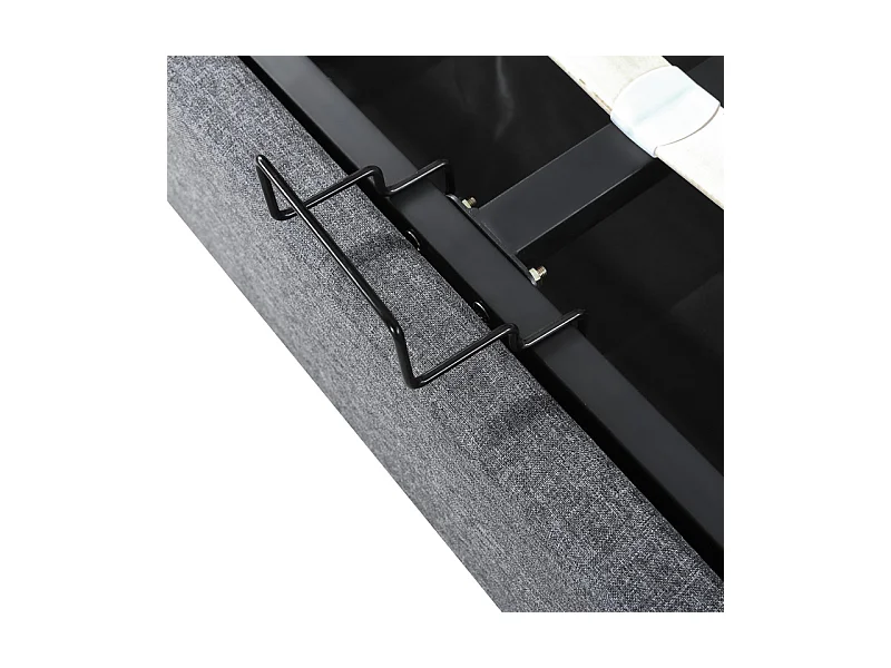Lit coffre rembourré en lin avec ports de charge et LED - 160x200cm - 3 compartiments sur la tête réglablela - Gris
