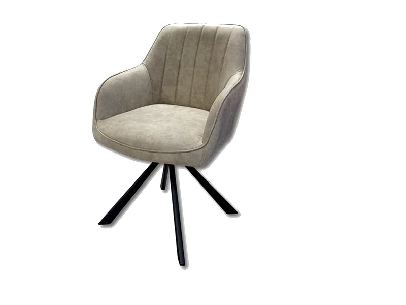 Chaise rotative Xara taupe pieds métal noir