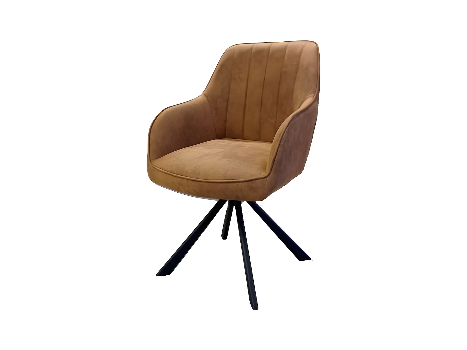 Chaise rotative Xara cognac pieds métal noir