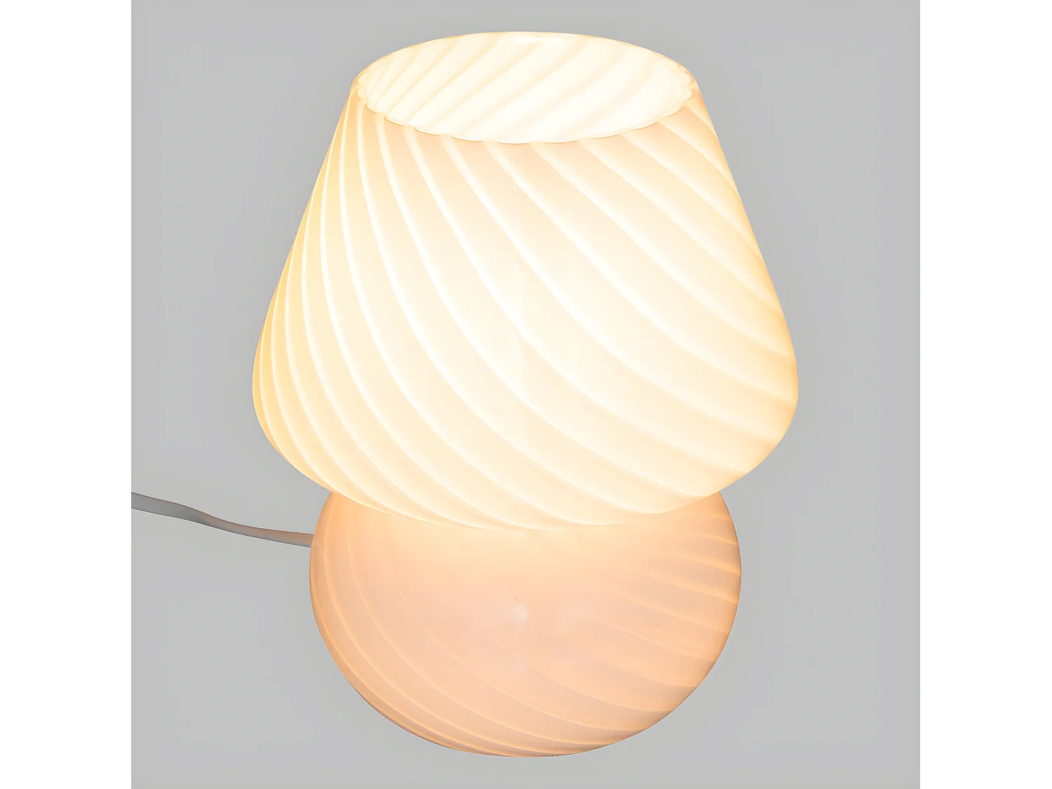 Lampe champignon en Verre Blanc D 15 x H 18.5 cm