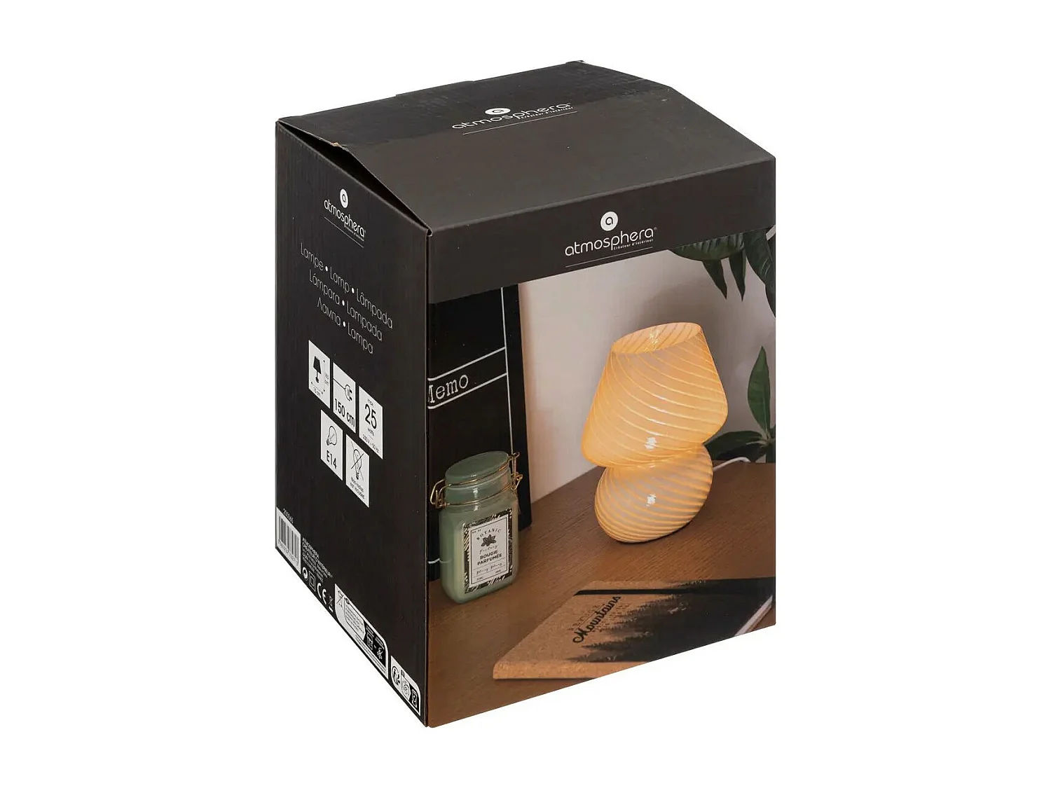 Lampe champignon en Verre Blanc D 15 x H 18.5 cm