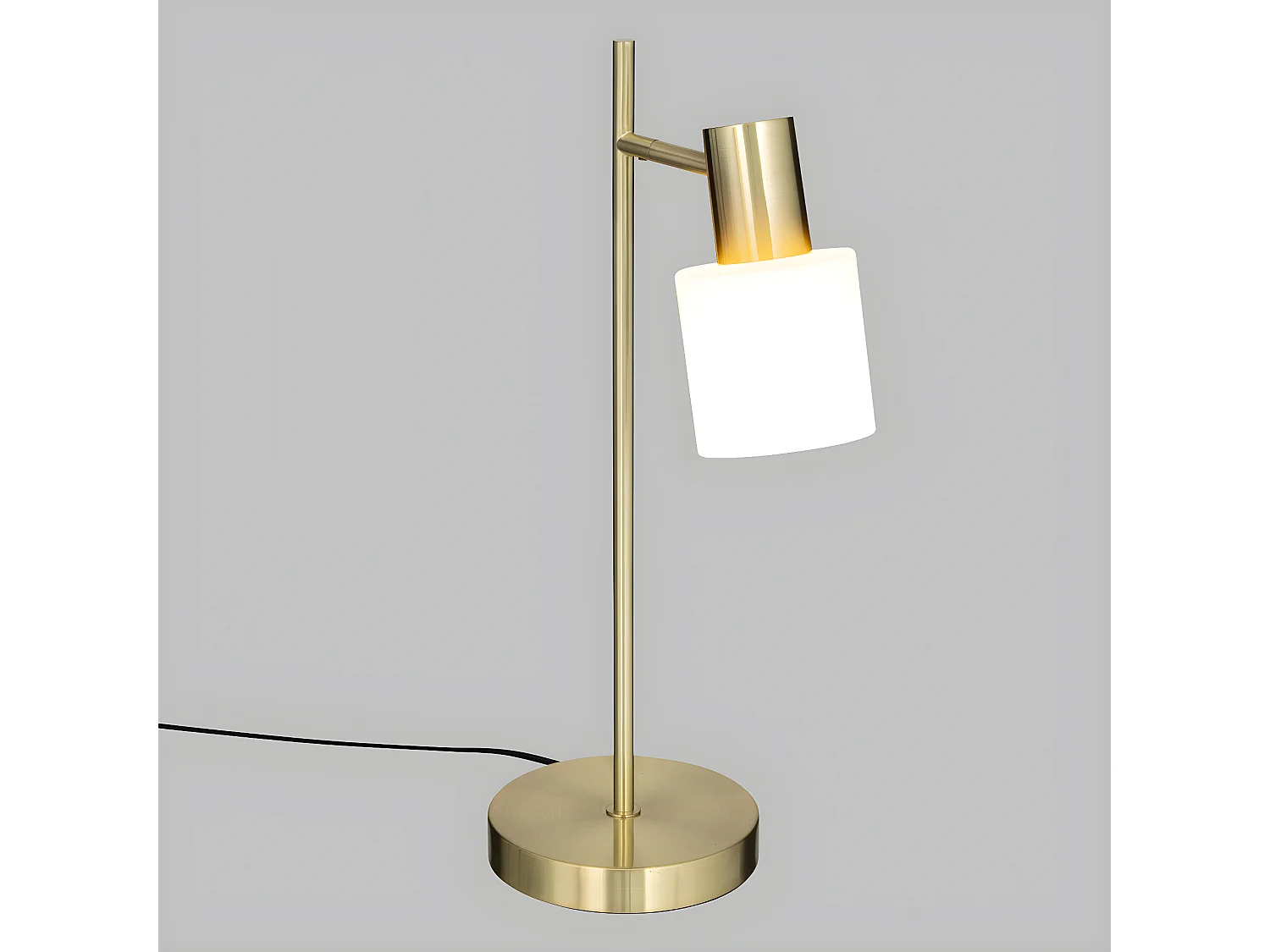 Lampe à poser en métal Doré et abat-jour en verre Blanc H 45 cm