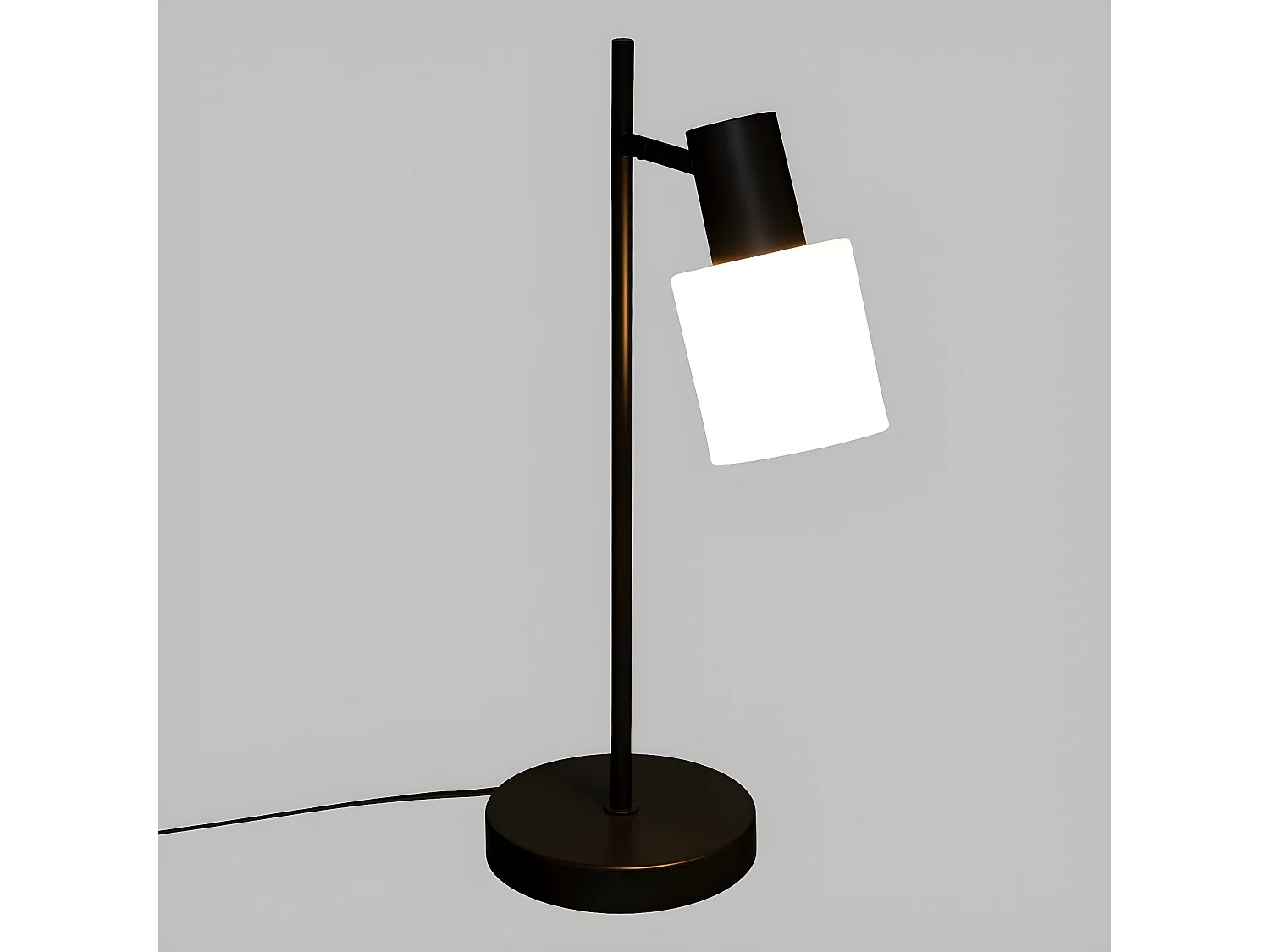 Lampe à poser en métal Noir et abat-jour en verre Blanc H 45 cm