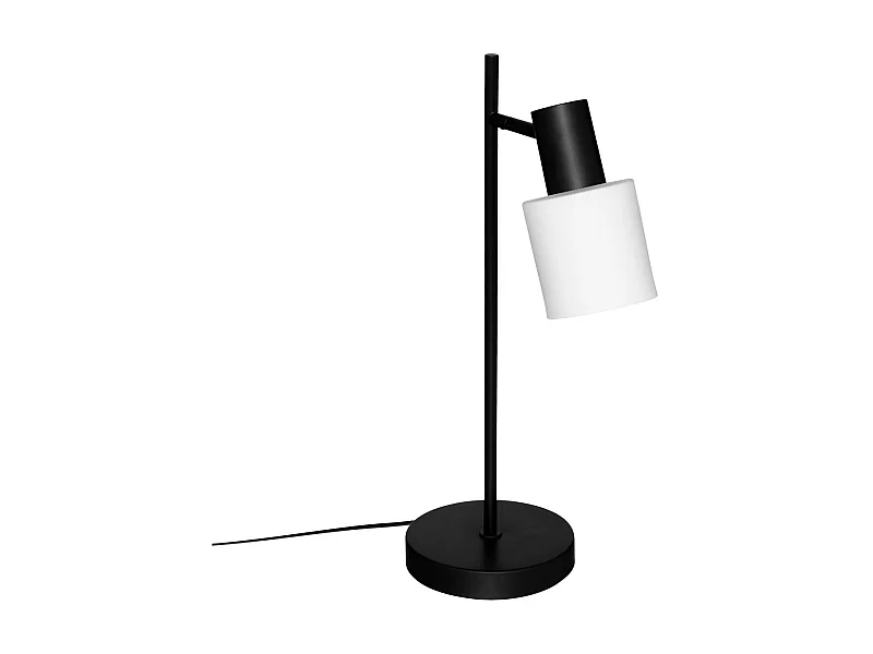 Lampe à poser en métal Noir et abat-jour en verre Blanc H 45 cm