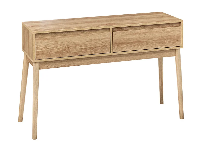 Meuble Console 2 tiroirs Effet chêne naturel L 114 cm