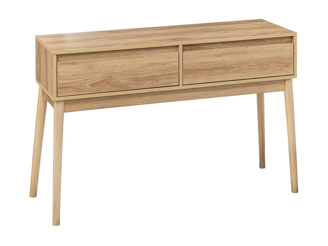 Meuble Console 2 tiroirs Effet chêne naturel L 114 cm