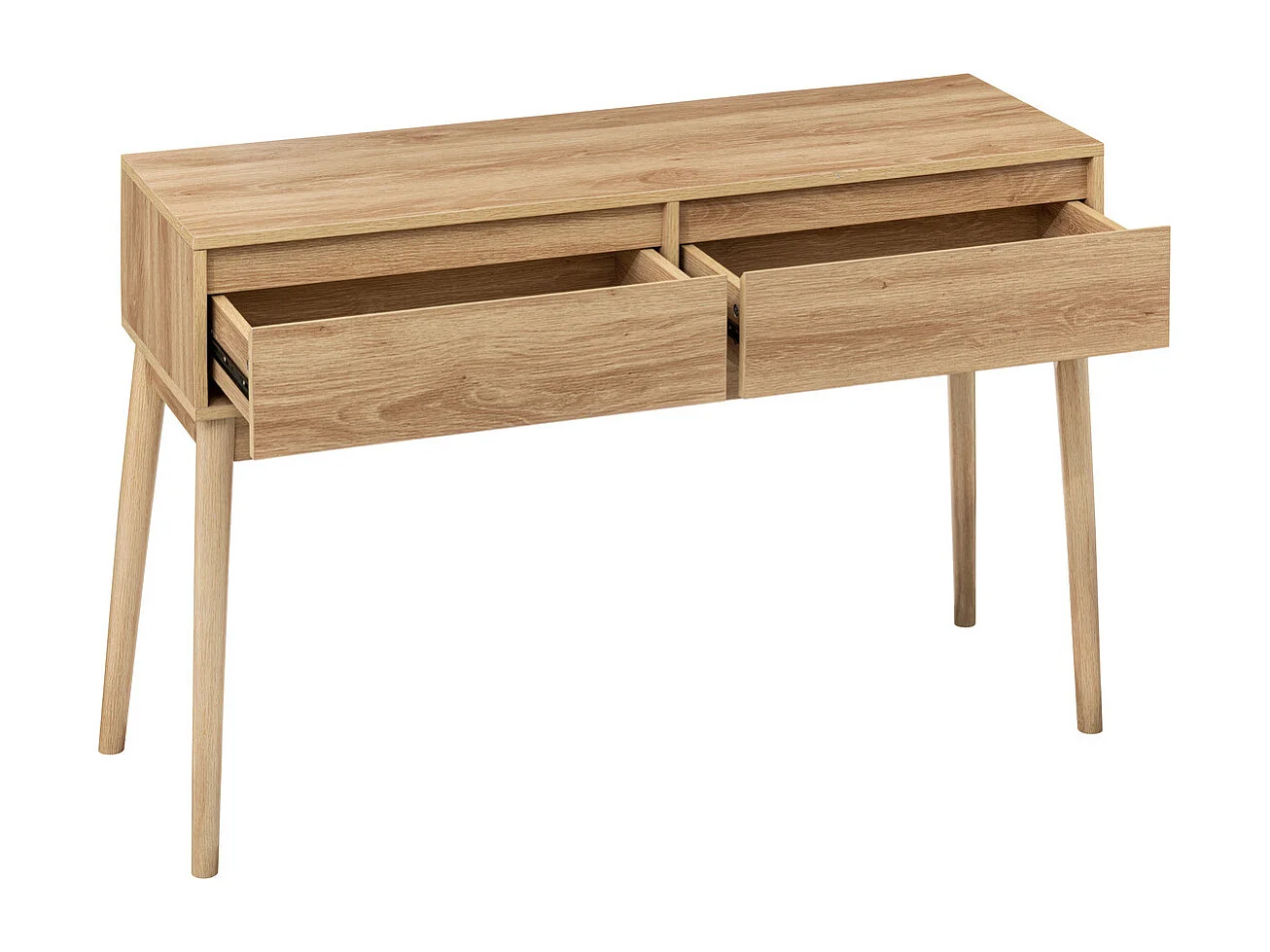 Meuble Console 2 tiroirs Effet chêne naturel L 114 cm