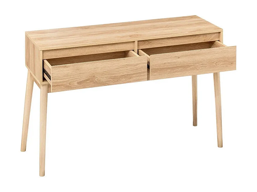 Meuble Console 2 tiroirs Effet chêne naturel L 114 cm