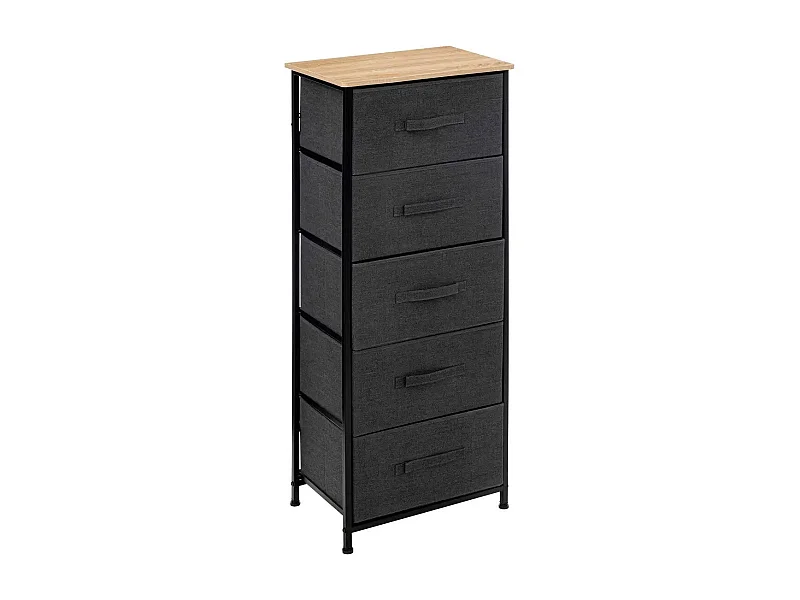 Meuble de Rangement 5 Tiroirs "Tissa" 114cm Gris Foncé