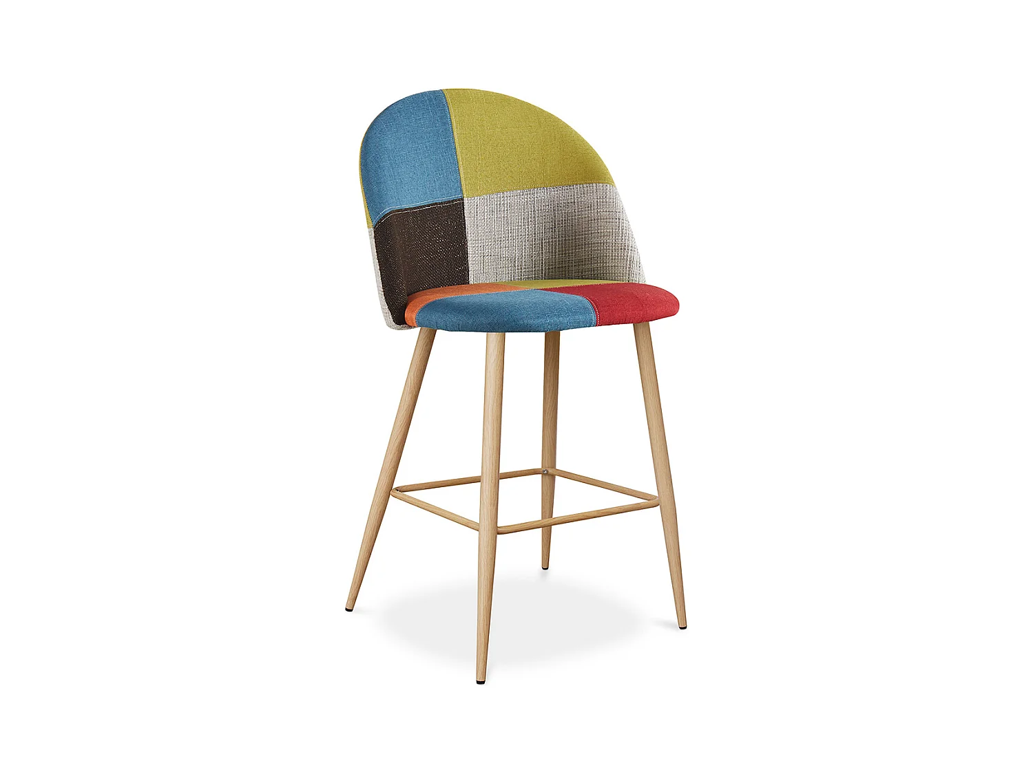 Gepolsterter Hocker im Patchwork-Stil - Skandinavischer Stil - 66cm - Evelyne