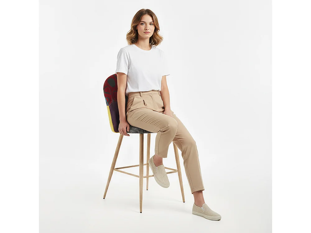 Tabouret Rembourré en Patchwork - Style Scandinave - 66cm - Evelyne Multicolore