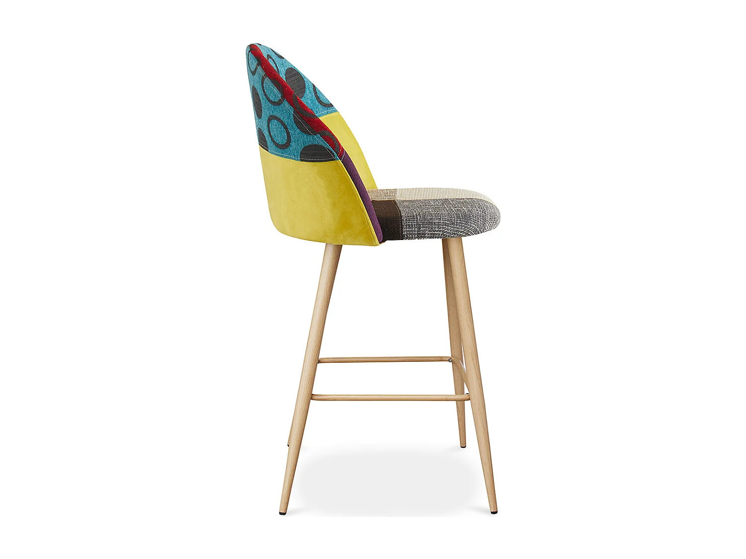 Tabouret Rembourré en Patchwork - Style Scandinave - 66cm - Evelyne Multicolore