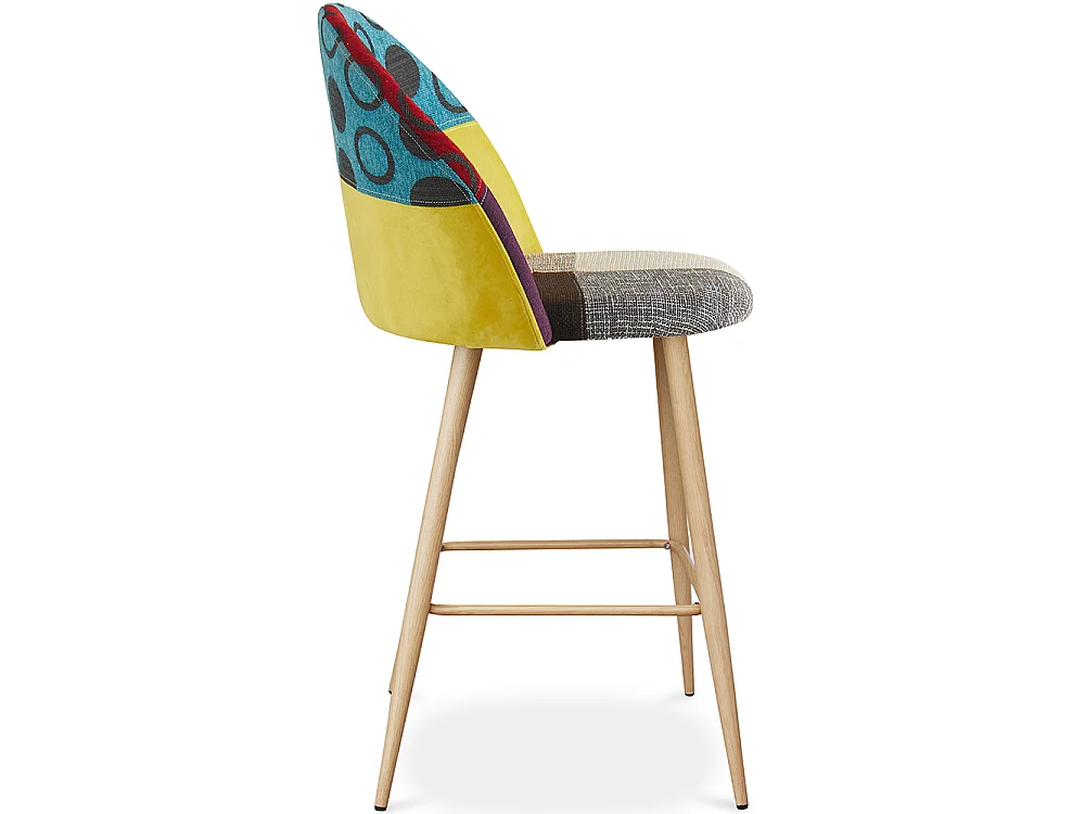 Gepolsterter Hocker im Patchwork-Stil - Skandinavischer Stil - 66cm - Evelyne