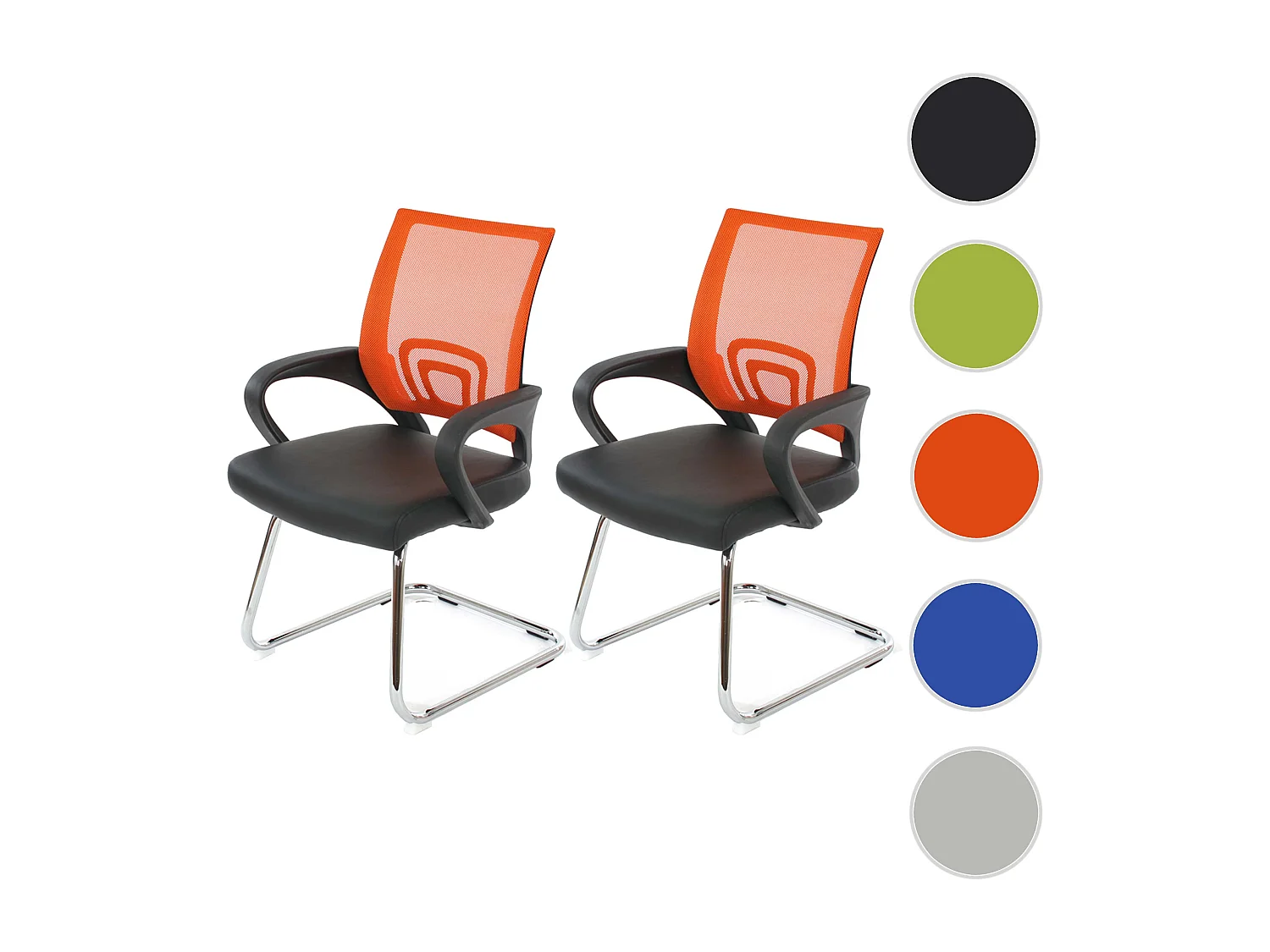 Krzesło konferencyjne Afragola (zestaw 2 sztuk),  pomarańczowy