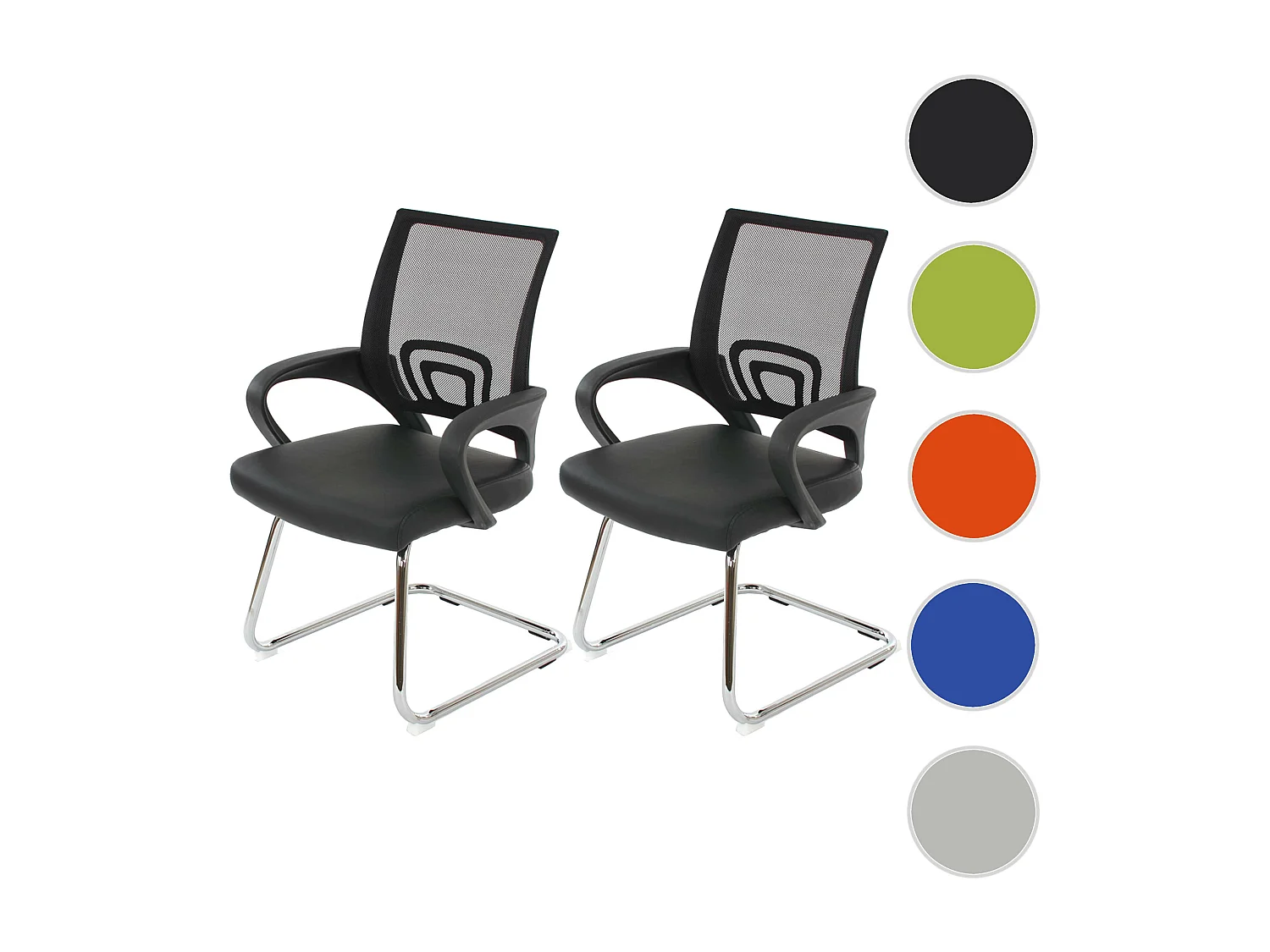 Conferentiestoel Afragola (set van 2),  zwart