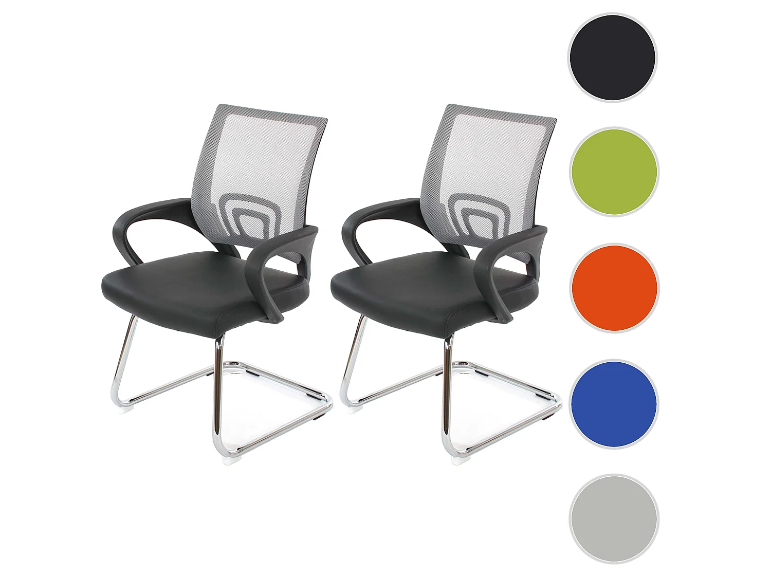 Conferentiestoel Afragola (set van 2),  grijs