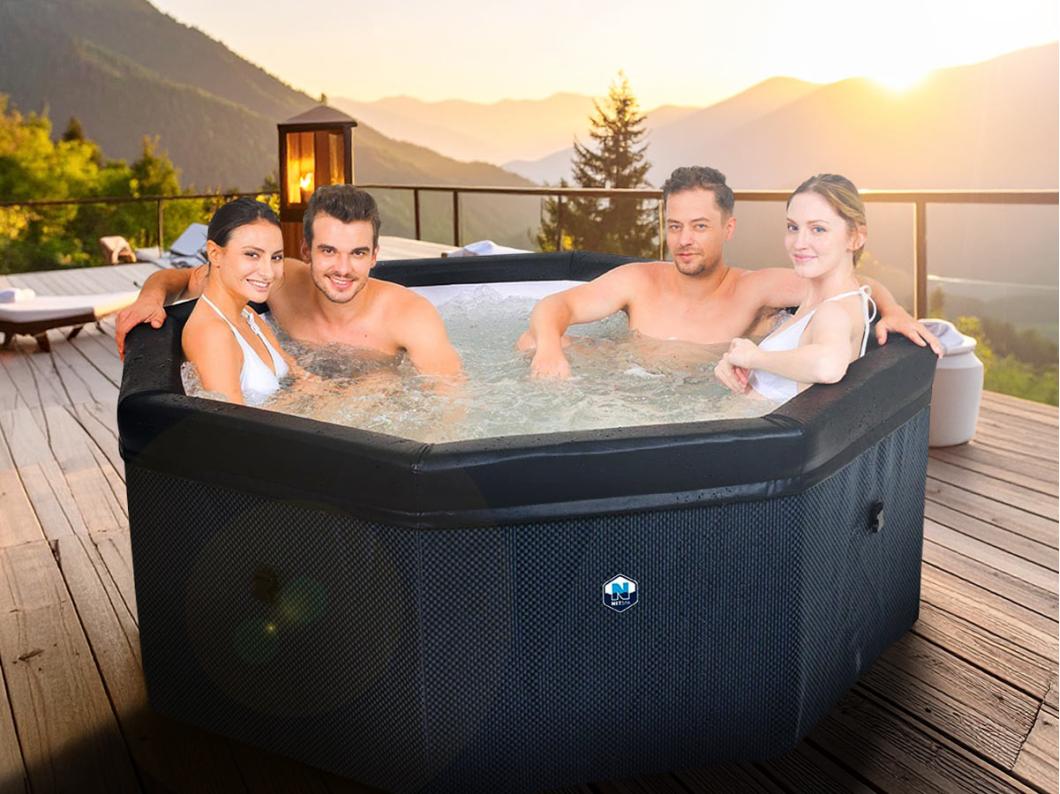 Spa Netspa Octopus ottagonale semirigida 4+2 posti - Riscaldatore/Filtro portatile - Volume 1000l 193x73cm - Modèle 2022
