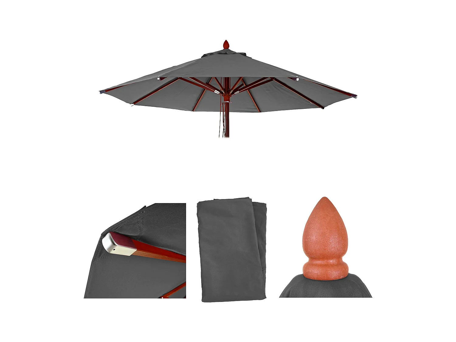 Toile de rechange pour parasol MCW-C57 Ø3m,  anthracite