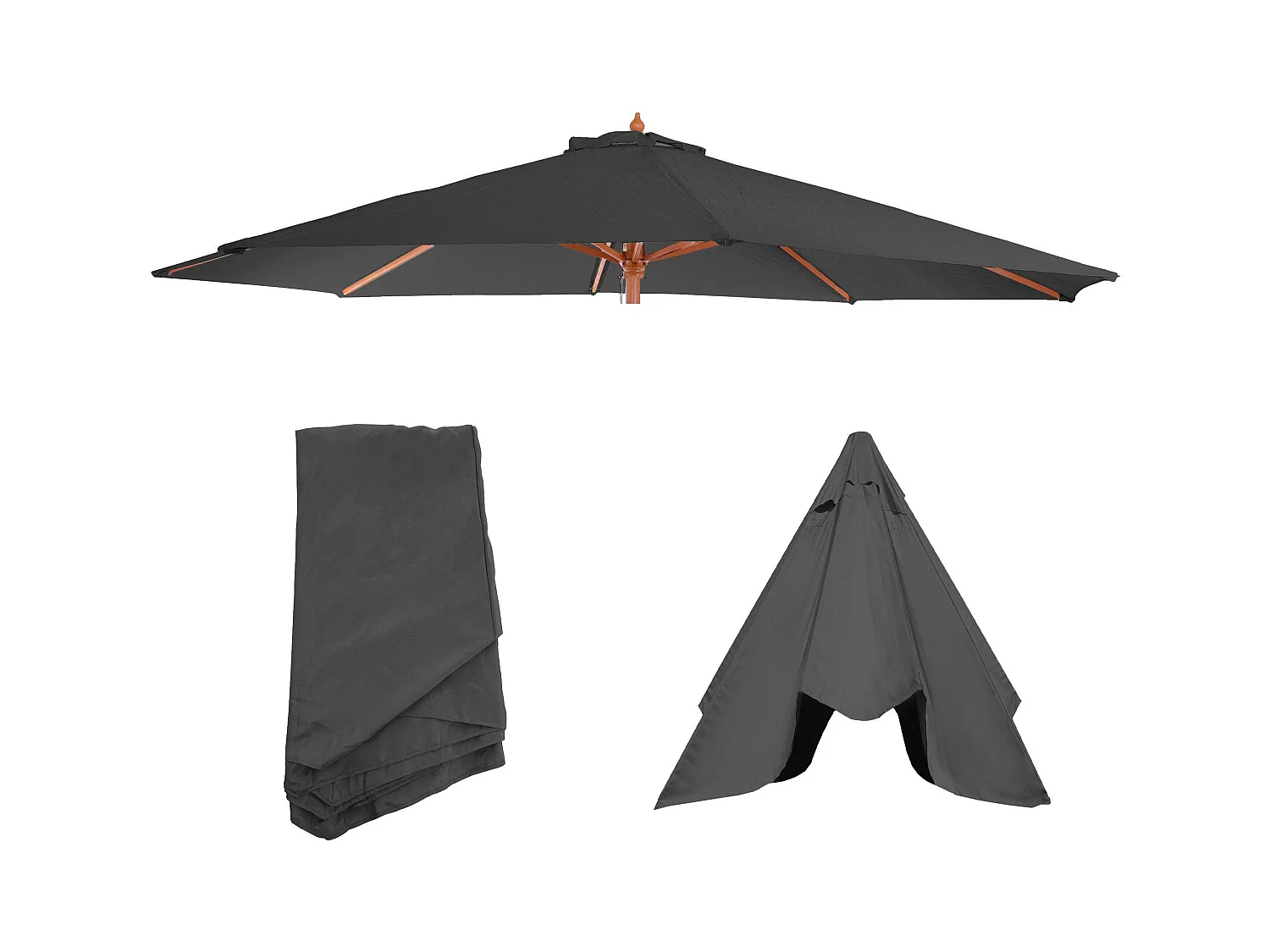 Toile de rechange pour parasol Lisbonne Ø 3,5m,  anthracite