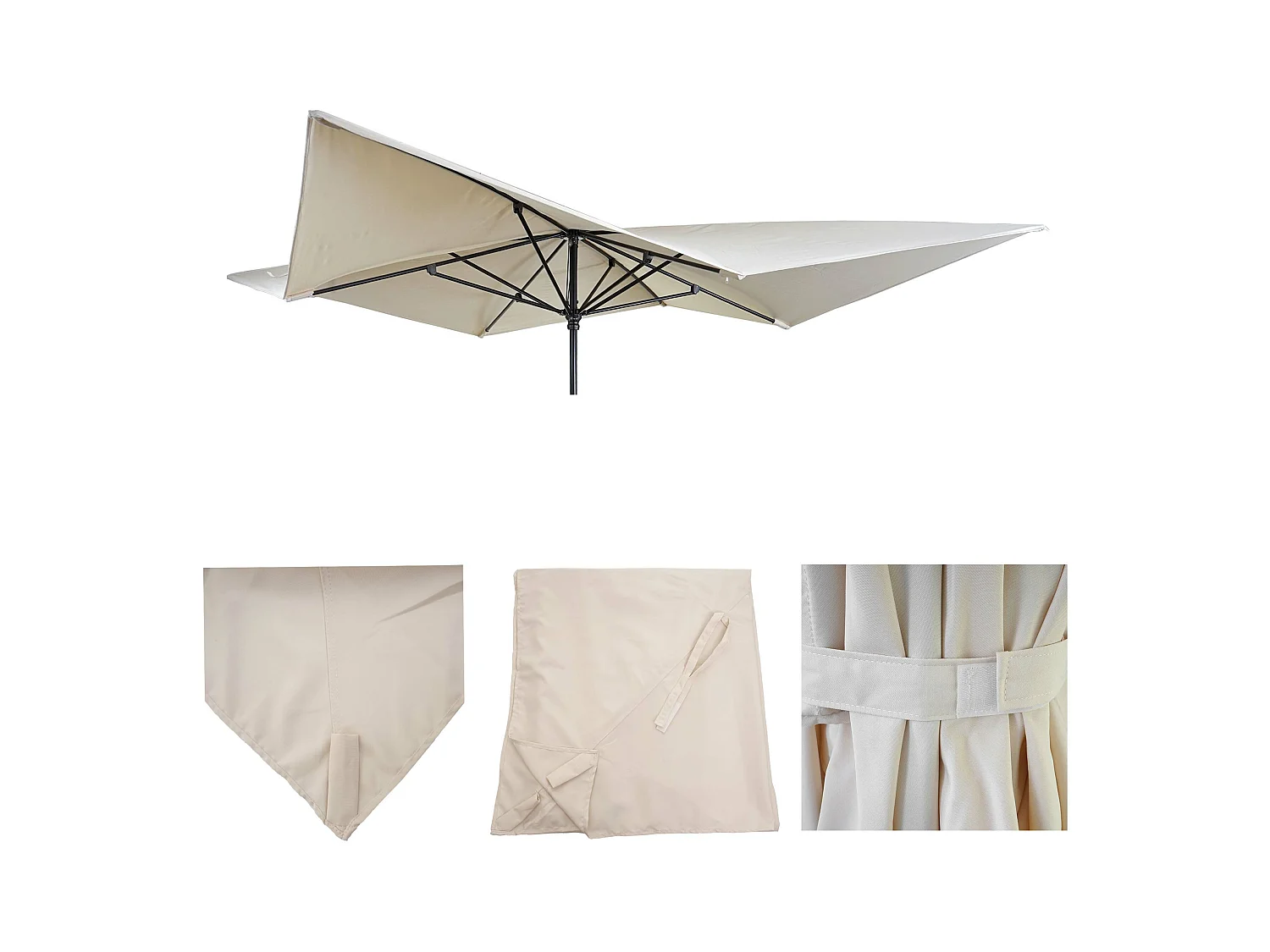 Toile de rechange pour parasol MCW-A37 3x3m,  crème