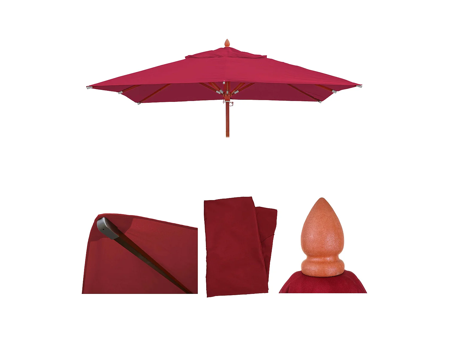 Toile de rechange pour parasol MCW-C57 3x3m,  bordeaux