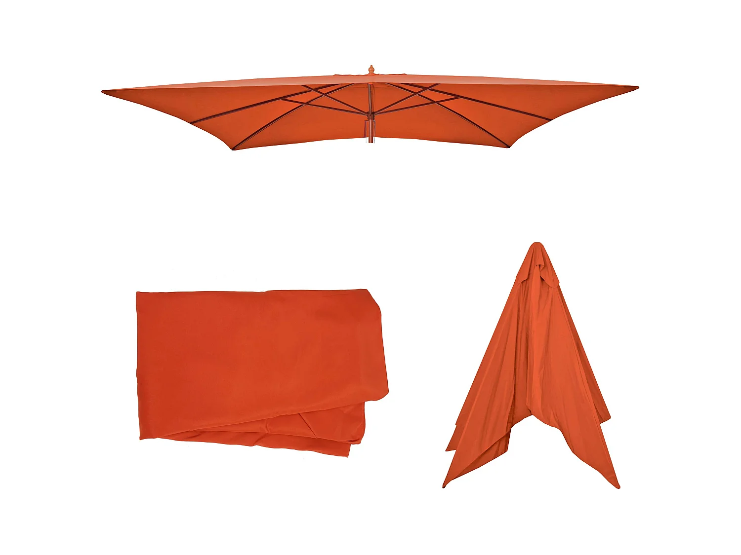Toile de rechange pour parasol Lisbonne 3x4m,  couleur terre cuite