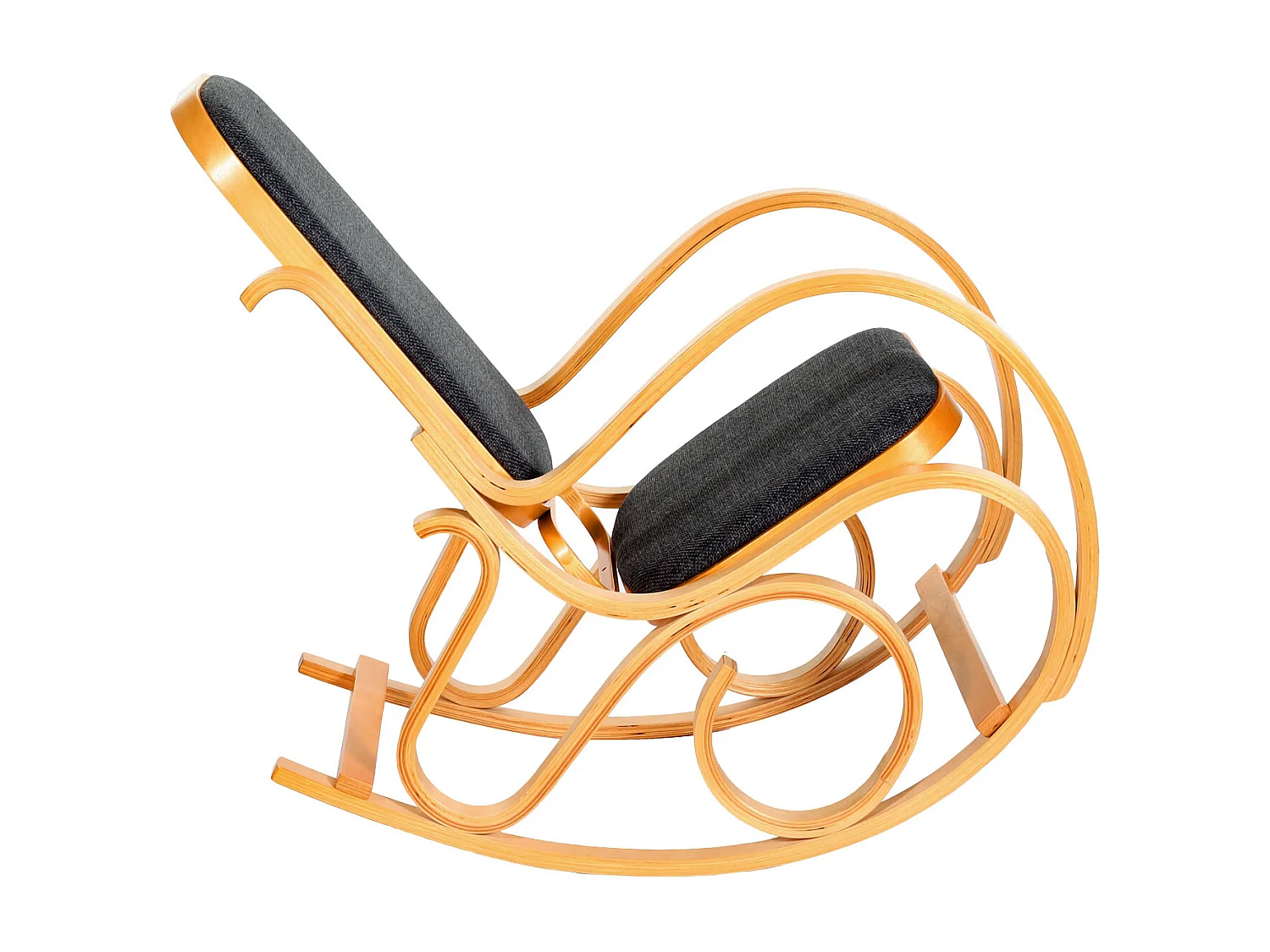 Fauteuil à bascule Gallarate,  aspect chêne, tissu/textile gris anthracite